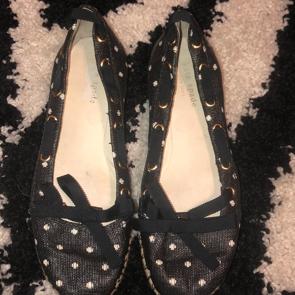 Kate Spade Black/White Polka Dot Espadrille Size 7
